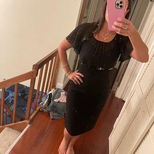 Calvin Klein Black Flutter Sleeve Pencil Dress